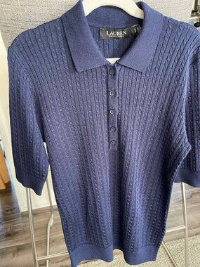 Lauren Ralph Lauren Navy Short-Sleeve Knit Polo